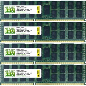 NEMIX RAM 64GB 4X16GB Mac Pro 2009 2010 2012 Compatible Memory DDR3-1333 Upgrade Kit