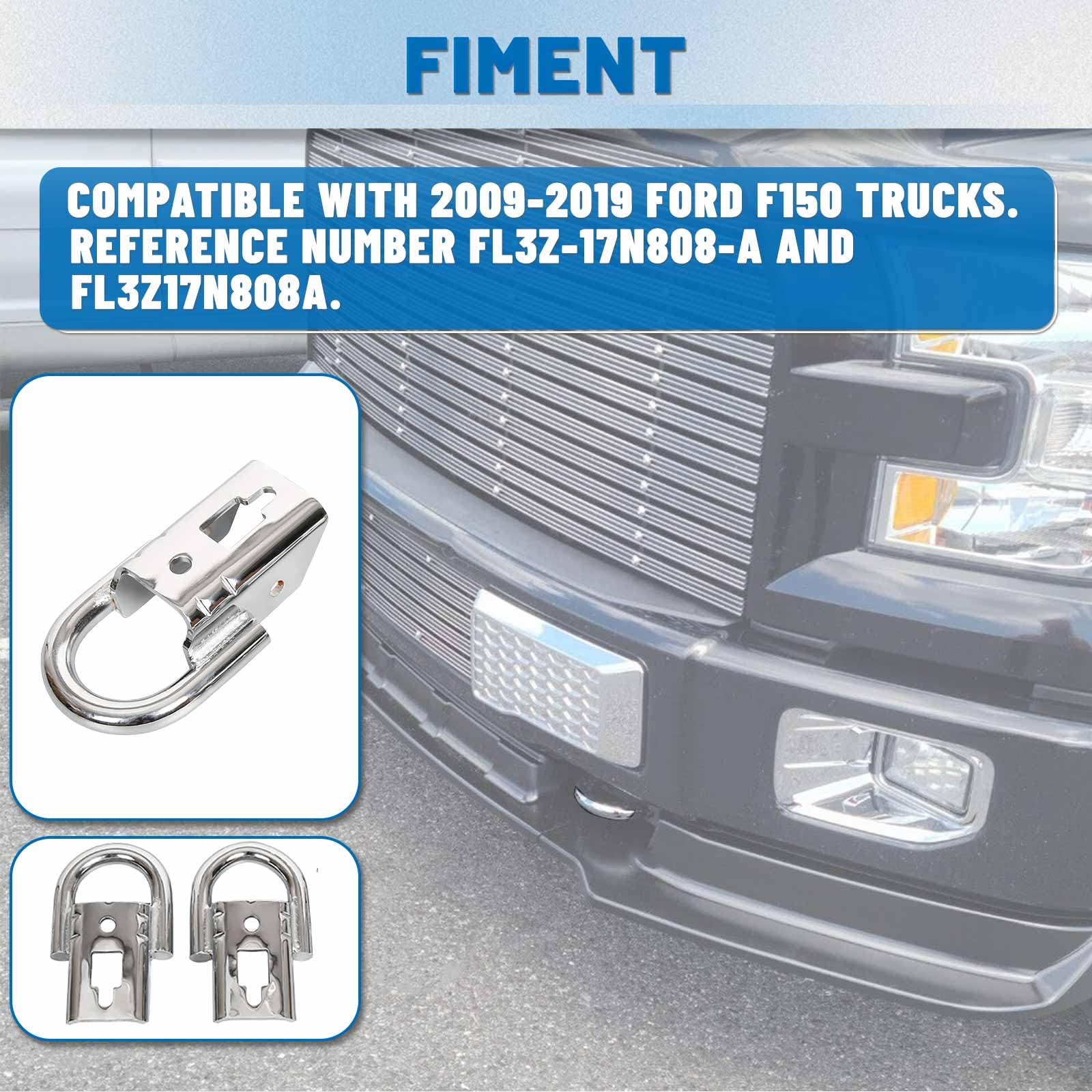 ECOTRIC Pair Chrome Tow Hooks Compatible With 2009-2019 Ford F150 with Mounting Hardware Replacement for FL3Z-17N808-A| FL3Z17N808A 2 pcs