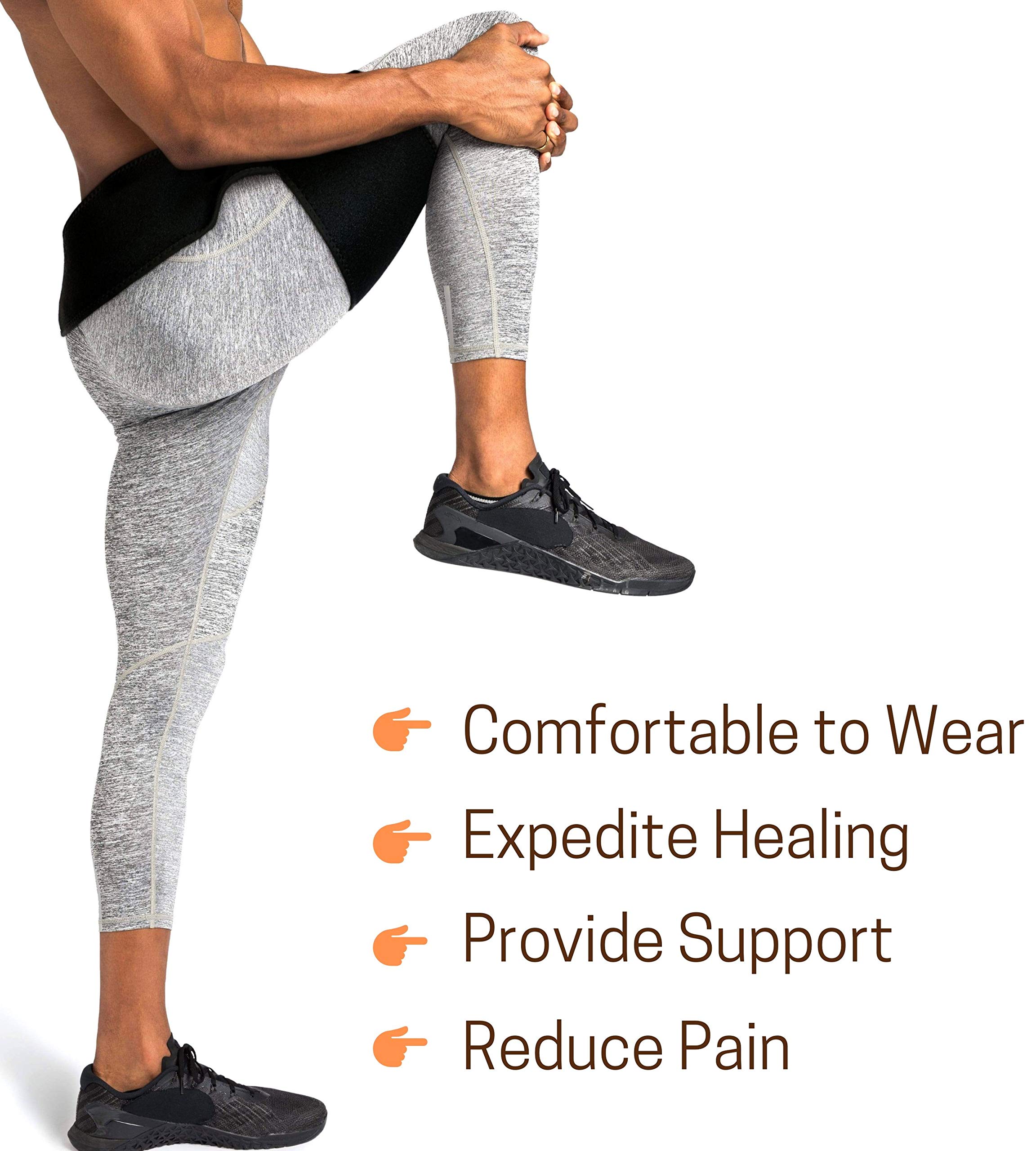 Vriksasana Groin Hip Brace | Sciatica Support Wrap | Hamstring Compression Sleeve for Men and Women for Pulled Quadriceps Thigh Muscle, Hip Flexor Strain, Bursitis and Arthritis (Right Leg)