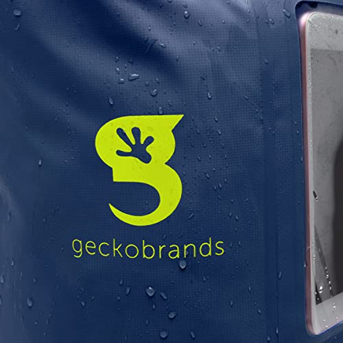 geckobrands Hydroner 20L Waterproof Dry Bag Backpack, Navy/Neon Green - Lightweight Travel Bag with Clear Phone Pouch