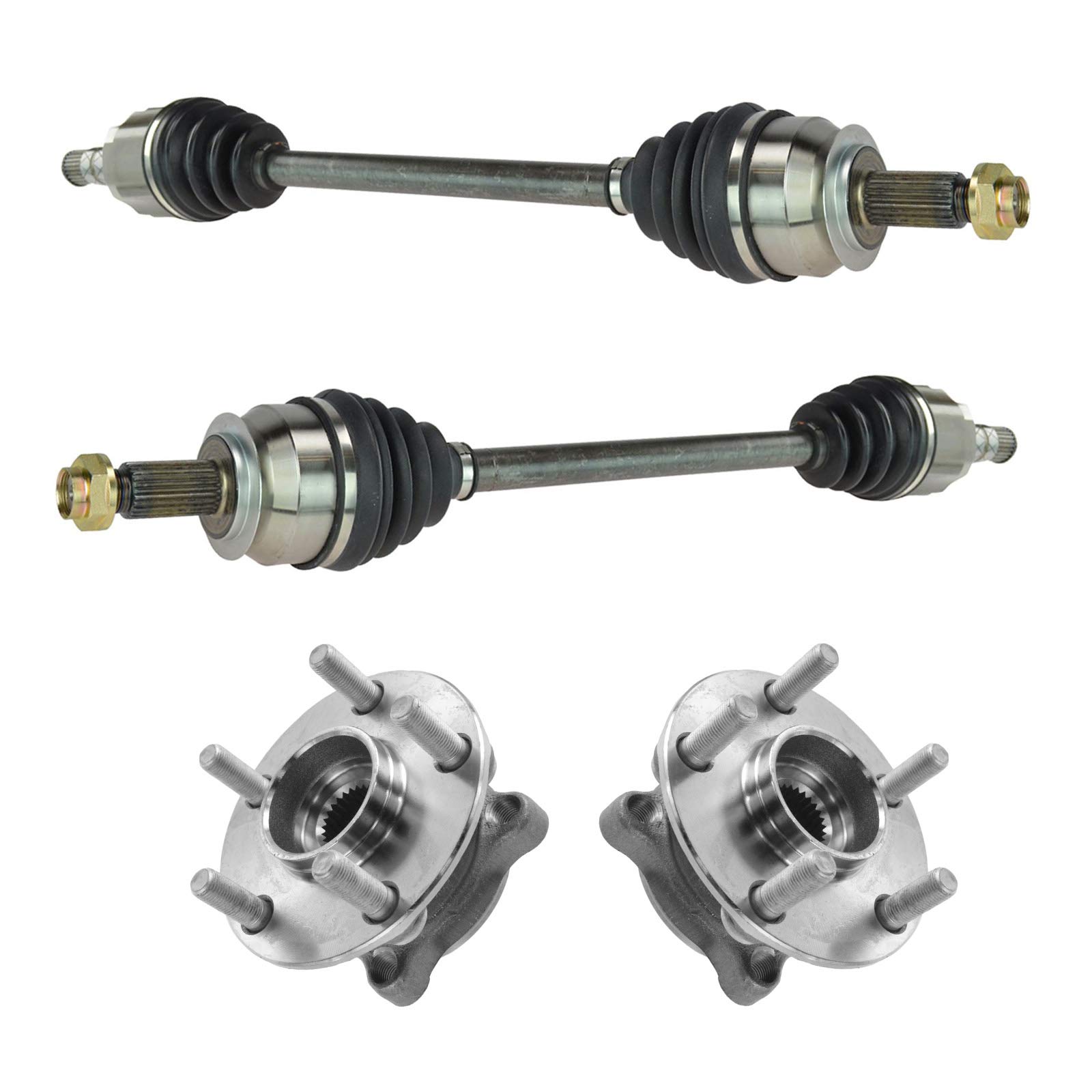 TRQ Front CV Axle Shafts & Wheel Hub Bearing Assemblies 4 Piece Kit Set for 2008-2011 Subaru Impreza / 2005-2009 Subaru Legacy / 2005-2009 Subaru Outback New