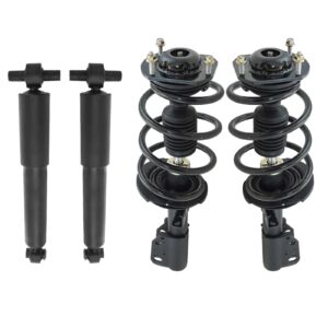 TRQ Front Complete Loaded Strut Spring Assembly & Rear Shock Absorber 4 Piece Kit Set for 2013-2017 Chevy Traverse / 2013-2017 Buick Enclave / 2013-2016 GMC Acadia