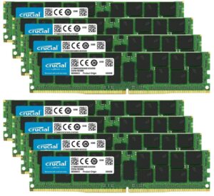 crucial bundle with 256gb (8 x 32gb) ddr4 pc4-21300 2666mhz rdimm (8 x ct32g4rfd4266), dual ranked registered ecc memory