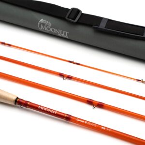 6wt Moonlit Lunar S-Glass Fiberglass Fly Fishing Rod (8' 2", 4 Piece, Orange)