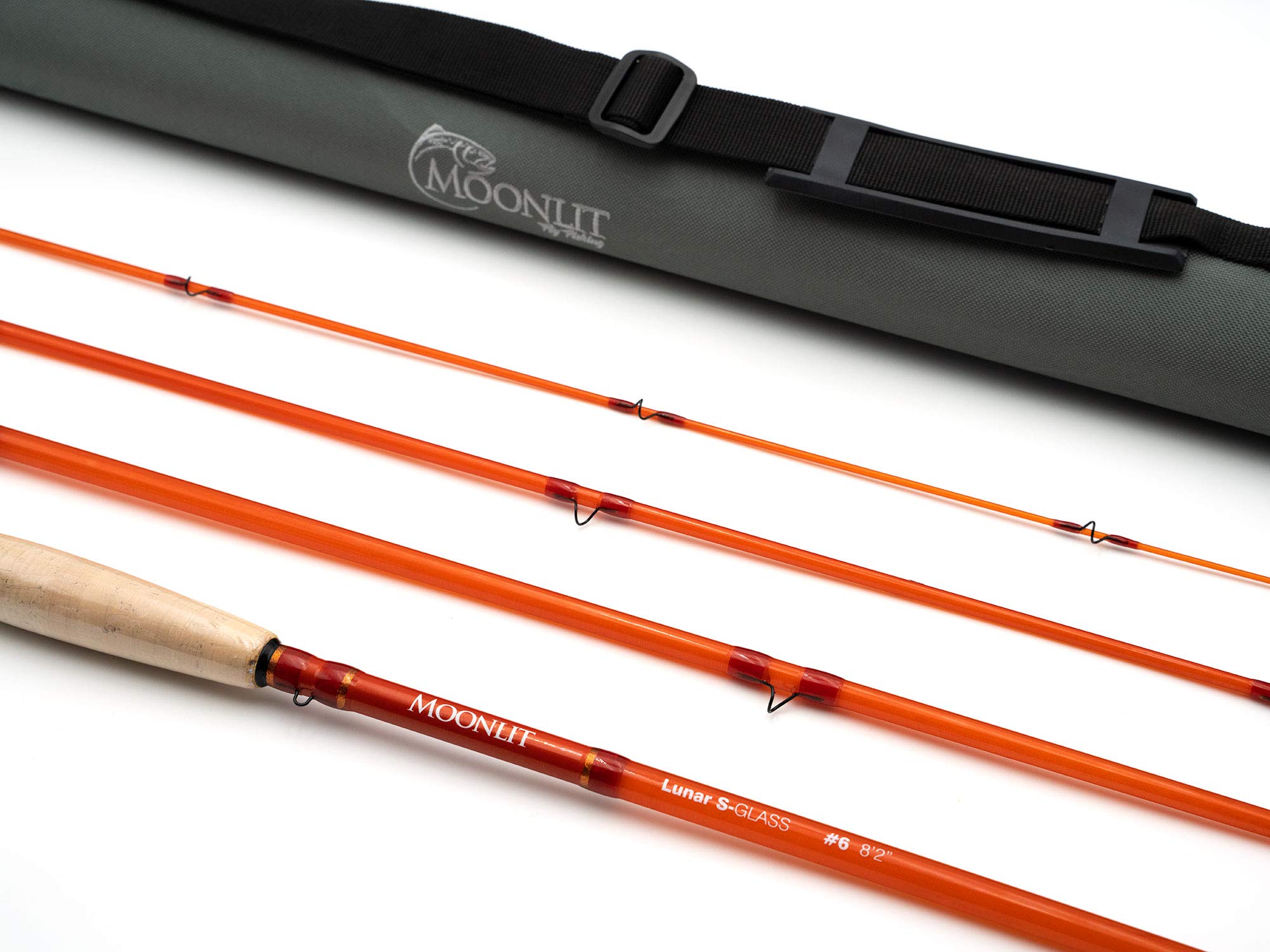 6wt Moonlit Lunar S-Glass Fiberglass Fly Fishing Rod (8' 2", 4 Piece, Orange)