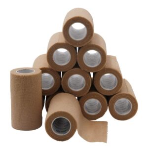 self adherent cohesive wrap bandages 12 count 4" x 5 yards, self adhesive non woven bandage rolls（skin color）