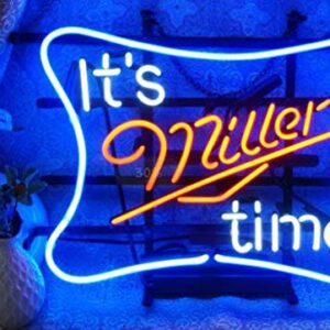 glas tube Neon Sign handmade miller 16”×13” for Home Bedroom Garage Decor Wall Light, Striking Neon Sign for Bar Pub Hotel Man Cave Recreational