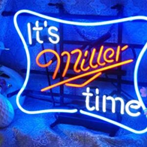 glas tube Neon Sign handmade miller 16”×13” for Home Bedroom Garage Decor Wall Light, Striking Neon Sign for Bar Pub Hotel Man Cave Recreational