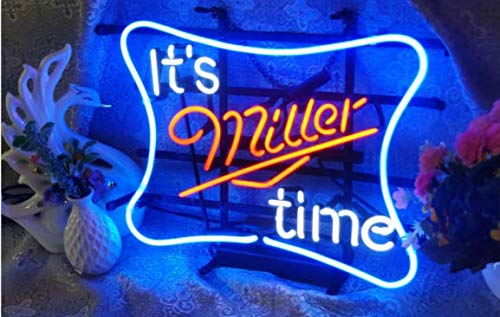 glas tube Neon Sign handmade miller 16”×13” for Home Bedroom Garage Decor Wall Light, Striking Neon Sign for Bar Pub Hotel Man Cave Recreational