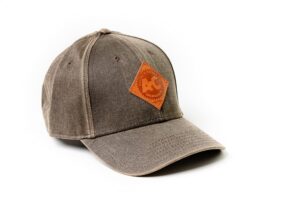 rittro vintage allis chalmers logo hat, leather emblem, oil distressed