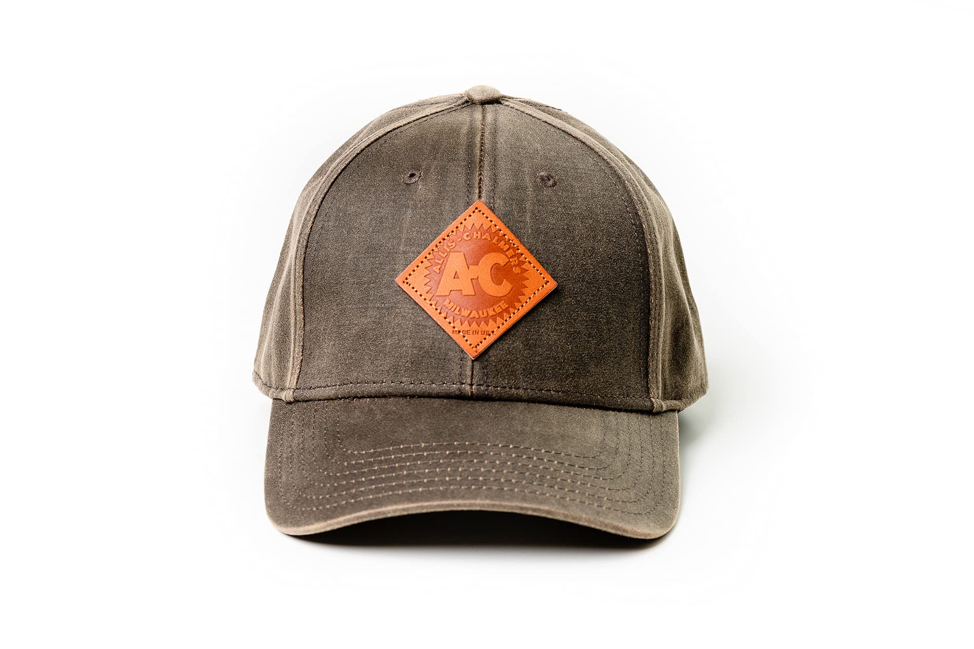 RITTRO Vintage Allis Chalmers Logo Hat, Leather Emblem, Oil Distressed