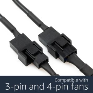 CRJ DC Plug to PC Fan Power Adapter Cable - 6-inch (15cm) - Power 3-Pin and 4-Pin Computer Cooling Fans with a DC Power Supply