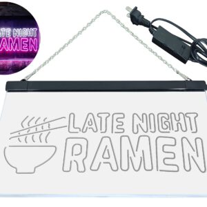 ADVPRO Late Night Ramen Japanese Food Dual Color LED Neon Sign White & Purple 16" x 12" st6s43-i3305-wp