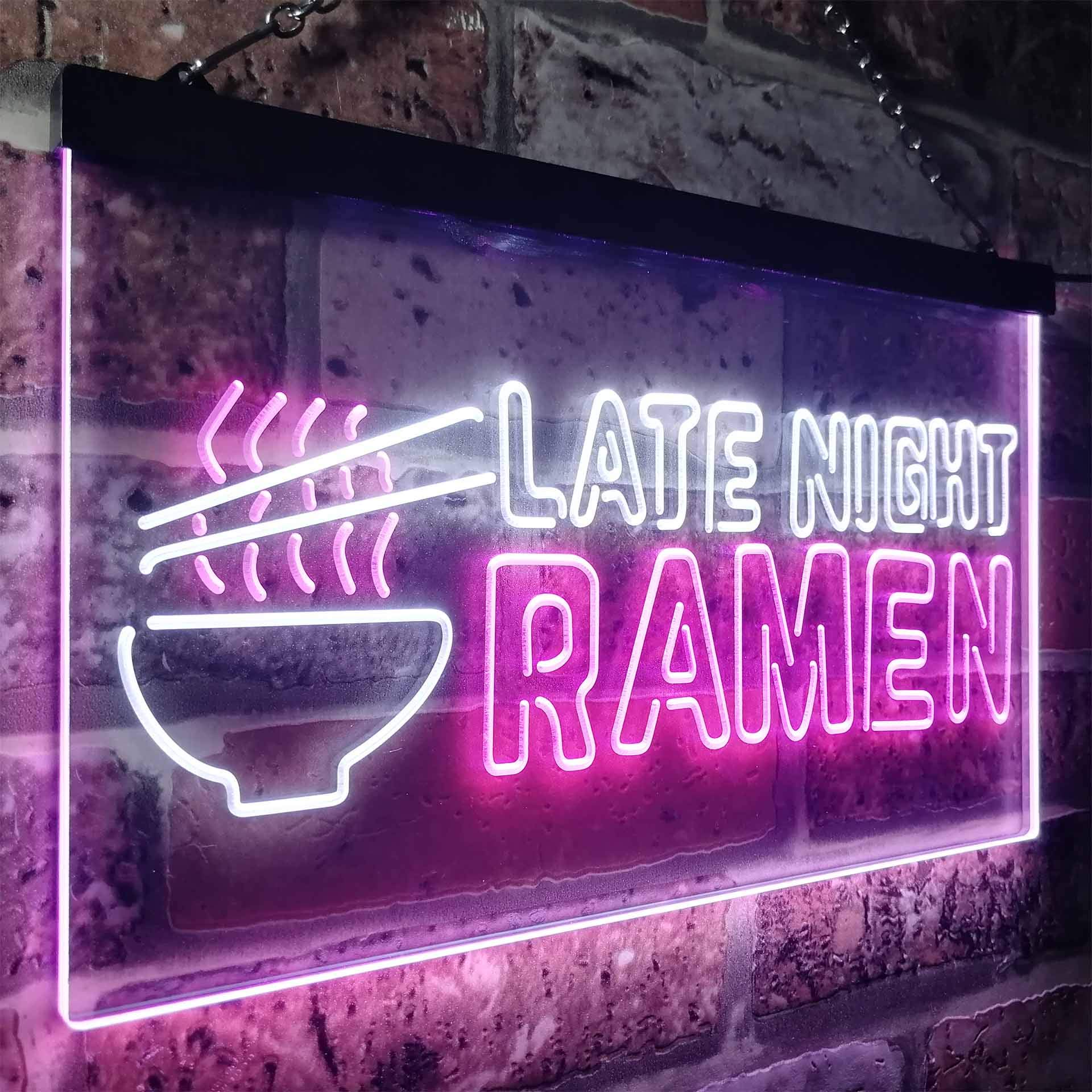 ADVPRO Late Night Ramen Japanese Food Dual Color LED Neon Sign White & Purple 16" x 12" st6s43-i3305-wp