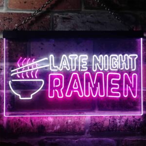 ADVPRO Late Night Ramen Japanese Food Dual Color LED Neon Sign White & Purple 16" x 12" st6s43-i3305-wp