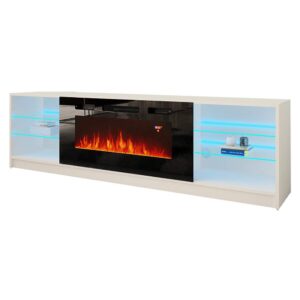 MEBLE FURNITURE & RUGS Boston 01 Electric Fireplace Modern 79" TV Stand