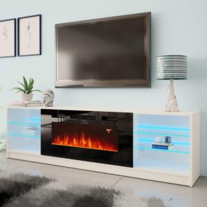 MEBLE FURNITURE & RUGS Boston 01 Electric Fireplace Modern 79" TV Stand