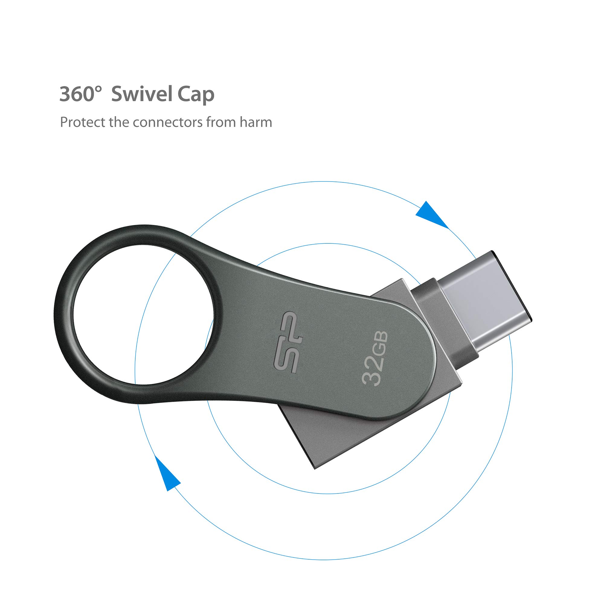 Silicon Power 32GB Type C & Type A Dual USB 3.0/3.2 Gen 1 Dual Flash Drive, Mobile C80