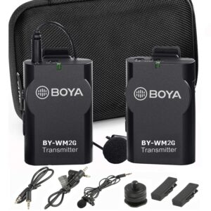 boya wireless microphone lavalier for smartphone camera gopro, by-wm2g mic for iphone 11 10 x 8 8 plus 7 6,canon 6d 600d nikon d800 d3300 sony a7 a9 dslr gopro hero4 hero3 hero3+ action cameras