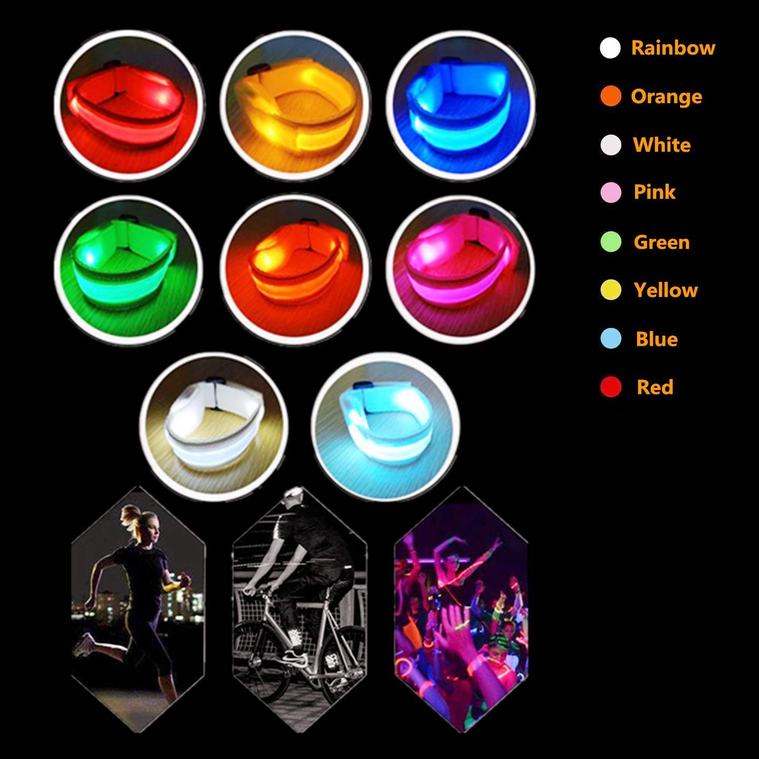 KIRALUMI 8 PCS LED Glow Bracelets, Light Up Wristbands - Glow in The Dark Party Bracelets Favors Supplies for Christmas, Concerts, Festivals, Game Prizes, Sports, Rave Accessories.