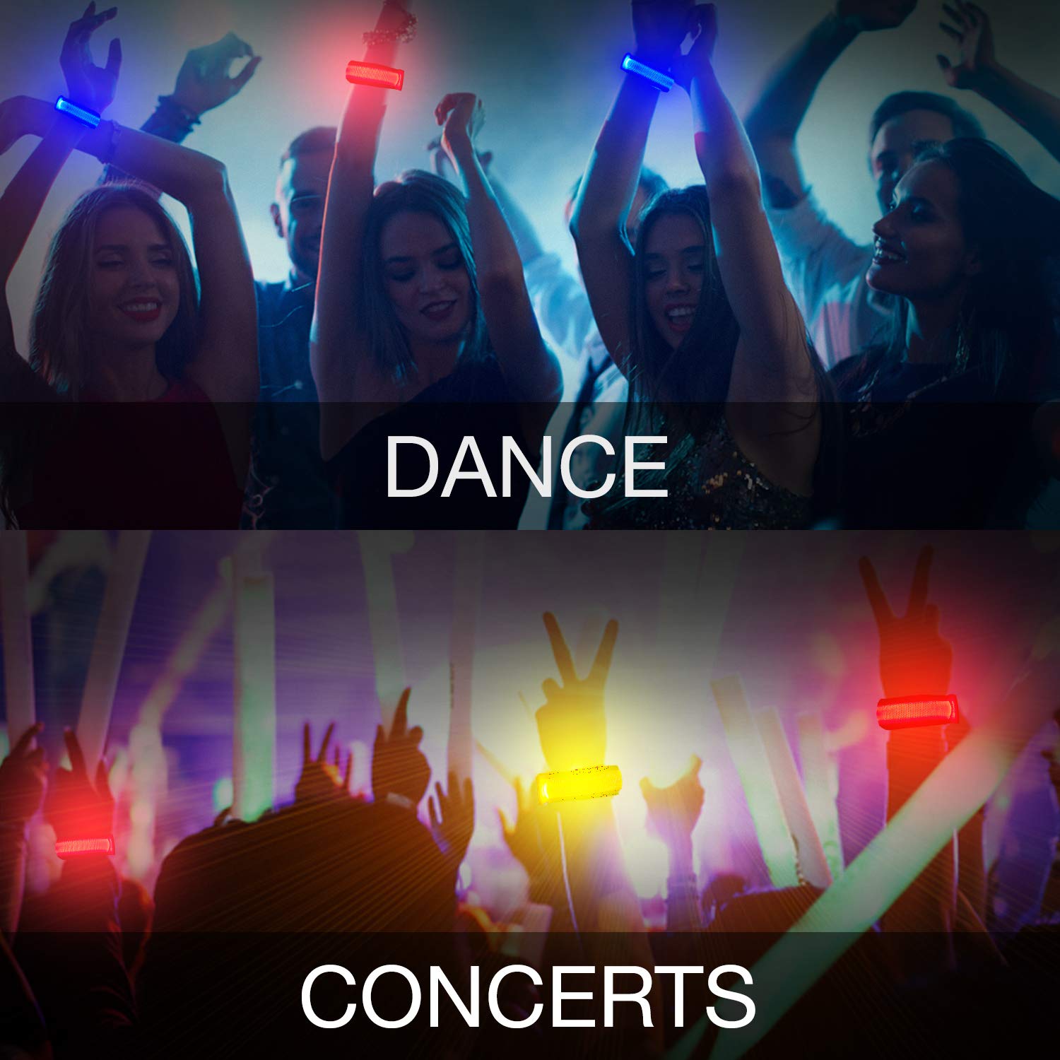 KIRALUMI 8 PCS LED Glow Bracelets, Light Up Wristbands - Glow in The Dark Party Bracelets Favors Supplies for Christmas, Concerts, Festivals, Game Prizes, Sports, Rave Accessories.