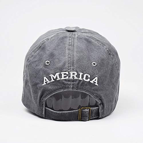 Mealah Men's American-Flag Baseball-Cap Embroidery - Washed Adjustable USA Dad Hat for Women Grey