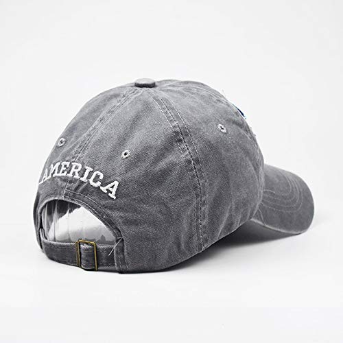 Mealah Men's American-Flag Baseball-Cap Embroidery - Washed Adjustable USA Dad Hat for Women Grey