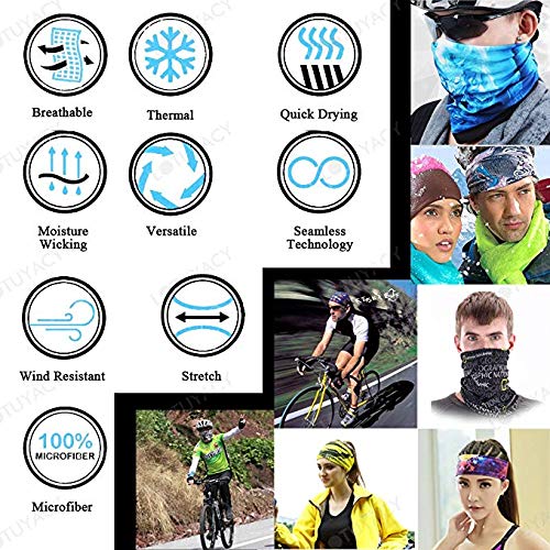 Cutewing Magic Scarf Seamless Bandanas Magic Headband Outdoor Neck Gaiter Elastic Face Mask Multi Headwear Sport Sweatband UV Balaclava Pack of 10