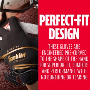 Franklin Sports Supratak Football Receiver Gloves - Black/Gold - Youth Small