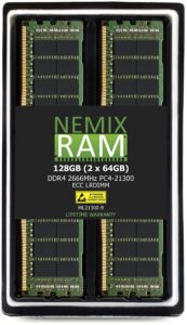 128gb (2x64gb) ddr4-2666mhz pc4-21300 ecc lrdimm 4rx4 1.2v load reduced server memory by nemix ram