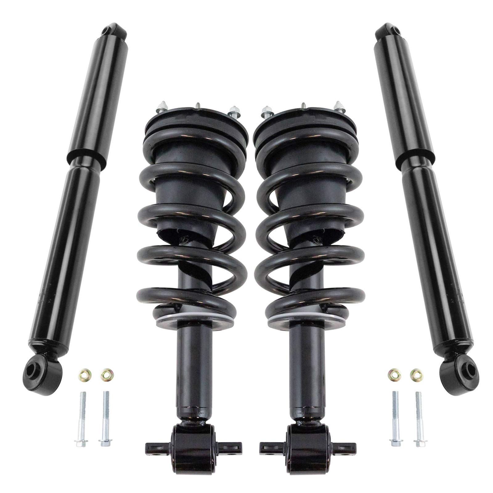 TRQ Front Complete Loaded Strut & Spring & Rear Shock Absorber Assembly 4 Piece Kit Set for 2014-2017 Chevy Silverado / 2014-2017 GMC Sierra/Rear Wheel Drive Models Only