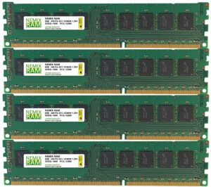 32gb (4x8gb) ddr3-1600mhz pc3-12800 ecc udimm 2rx8 1.35v unbuffered server memory by nemix ram
