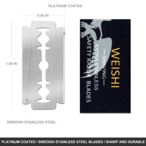 WEISHI 50 Count Double Edge Safety Razor Extra Stainless Blades