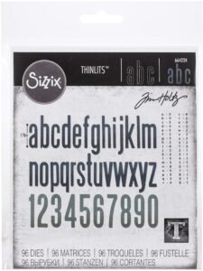 sizzix thinlits die set 96 pack alphanumeric classic lower case by tim holtz, multicolor