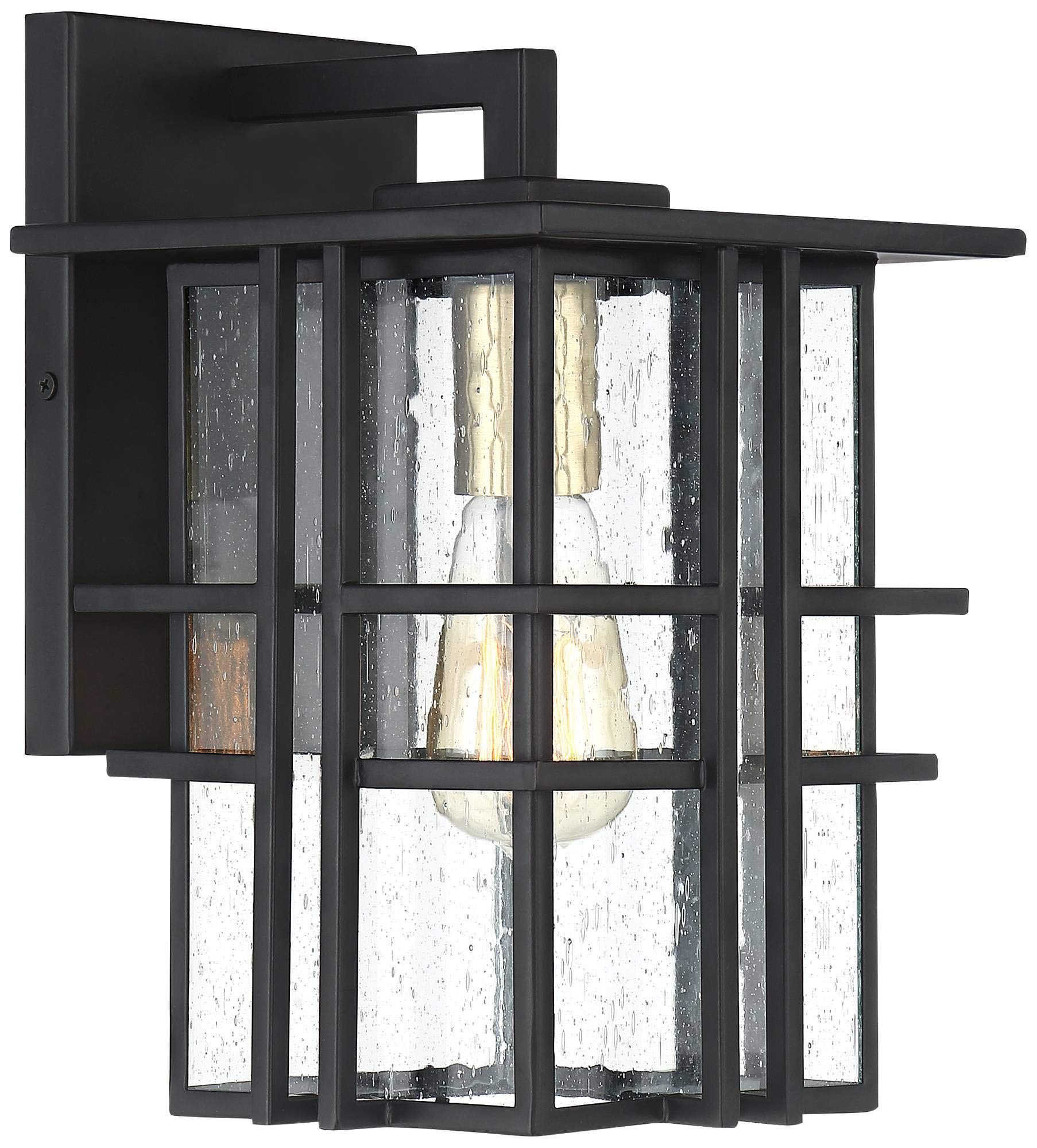 Possini Euro Design Arley Modern Outdoor Wall Light Fixture Black Geometric Frame 12" Seedy Glass for Exterior Barn Deck House Porch Yard Patio Outside Garage Front Door Garden Home Roof Lawn