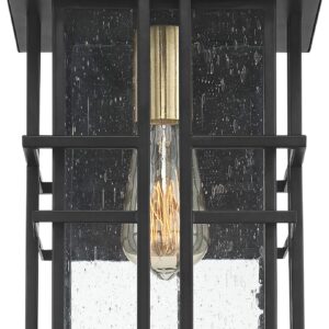 Possini Euro Design Arley Modern Outdoor Wall Light Fixture Black Geometric Frame 12" Seedy Glass for Exterior Barn Deck House Porch Yard Patio Outside Garage Front Door Garden Home Roof Lawn