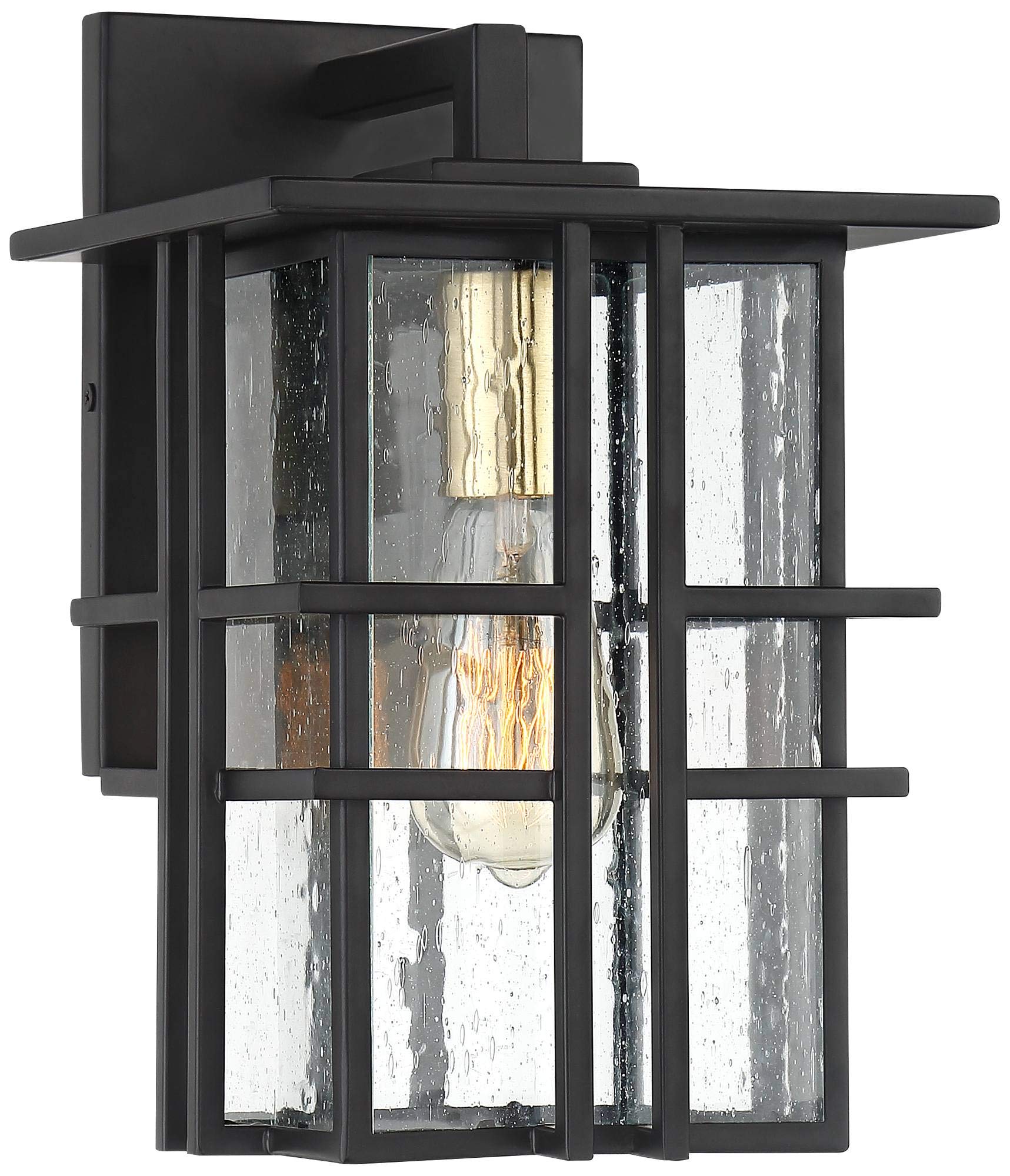 Possini Euro Design Arley Modern Outdoor Wall Light Fixture Black Geometric Frame 12" Seedy Glass for Exterior Barn Deck House Porch Yard Patio Outside Garage Front Door Garden Home Roof Lawn