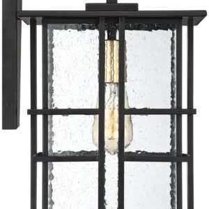 Possini Euro Design Arley Modern Outdoor Wall Light Fixture Black Geometric Frame 16" Seedy Glass for Exterior Barn Deck House Porch Yard Patio Outside Garage Front Door Garden Home Roof Lawn