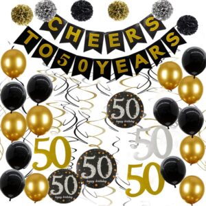 50th birthday decorations for men cheers to 50 years birthday decorations black and gold 50th birthday banner for men 50 birthday decorations for men