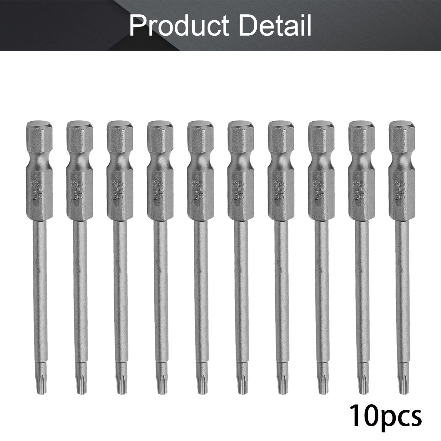 Utoolmart Torx Screwdriver Bits, T10 Magnetic Torx Head Screw Driver Bit, with 1/4 Inch Hex Shank, 75mm Length S2 Steel Screw Driver Kit Tools, for Repair Work, 10 Pcs