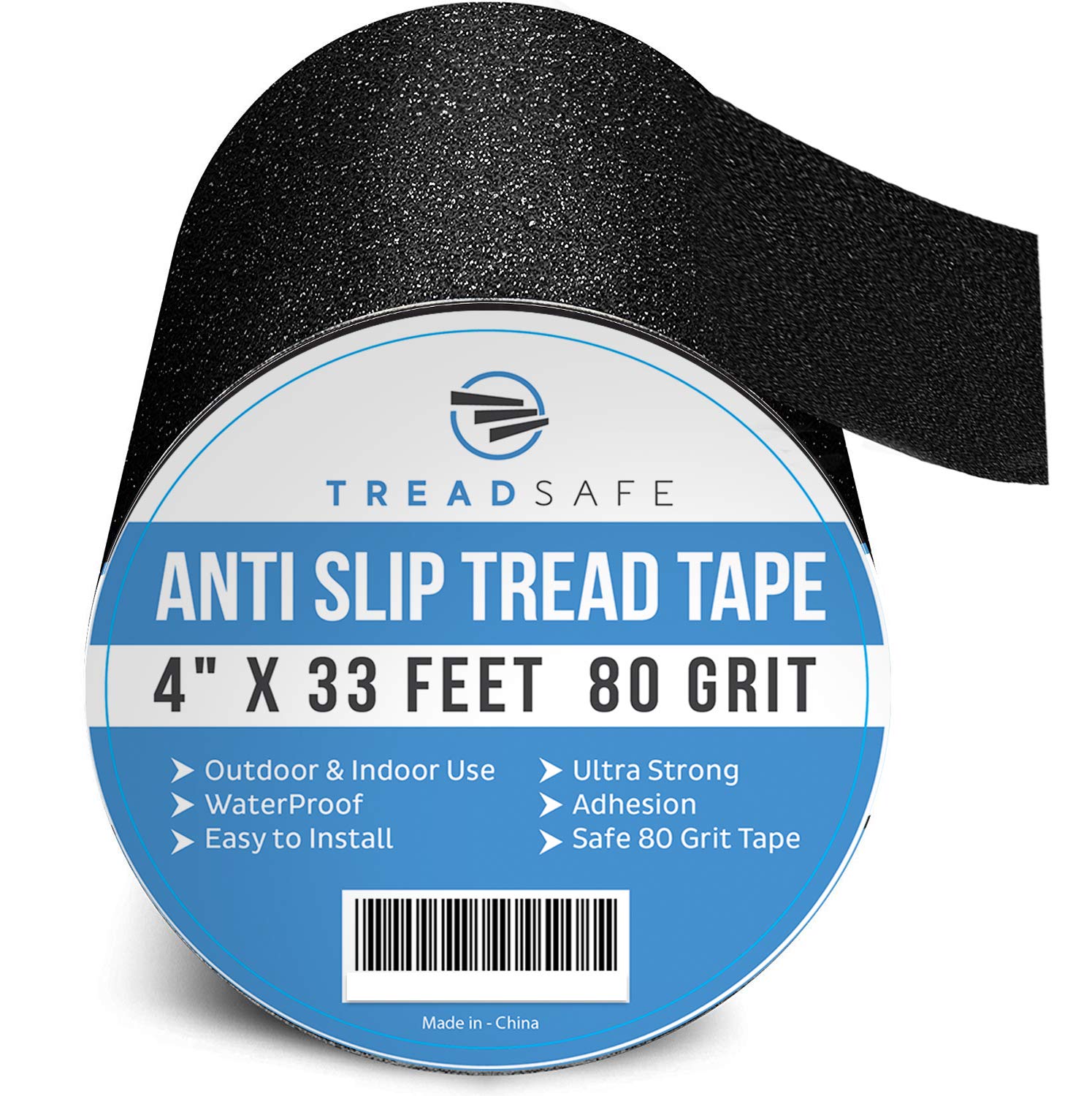 TREADSAFE Anti Slip Tape for Stairs,Non Slip Tape for Outdoor/Indoor Steps,Anti Skid Tape Roll, Traction Tread Tape for Stairs, Waterproof Grip Tape Black Traction Tape