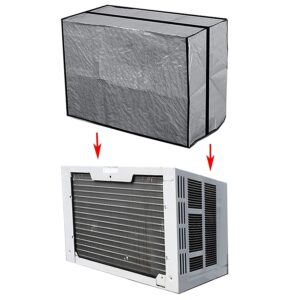 Dependable Industries Vinyl Outside Window Unit AC Air Conditioner Cover with Straps Keep Dirt and Dust Out in The Off Season (Silver - 25.5" x 17" x 20.5")