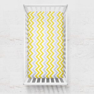 Pam Grace Creations 3 Piece Sunshine Yellow and Gray Chevron Crib Bedding Set