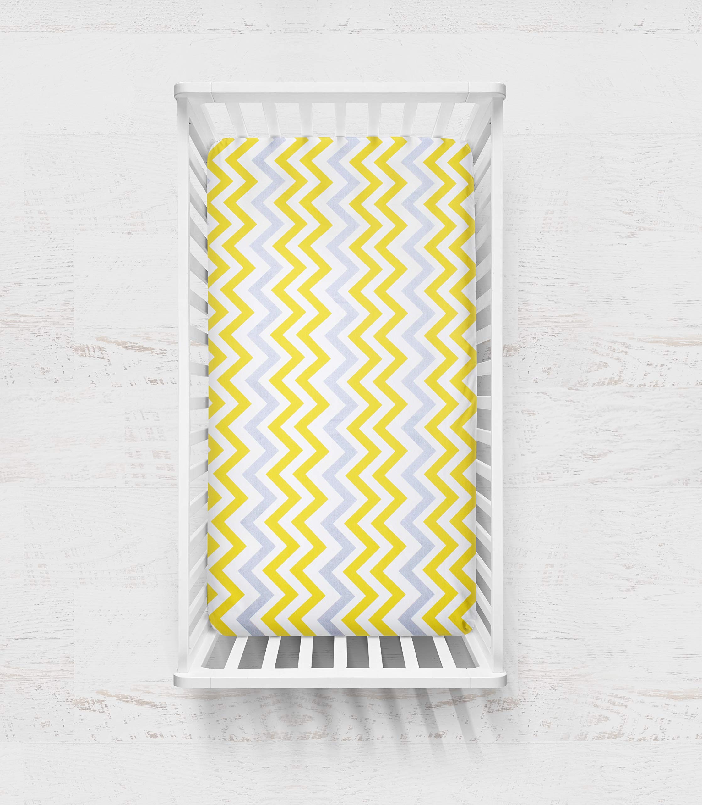 Pam Grace Creations 3 Piece Sunshine Yellow and Gray Chevron Crib Bedding Set