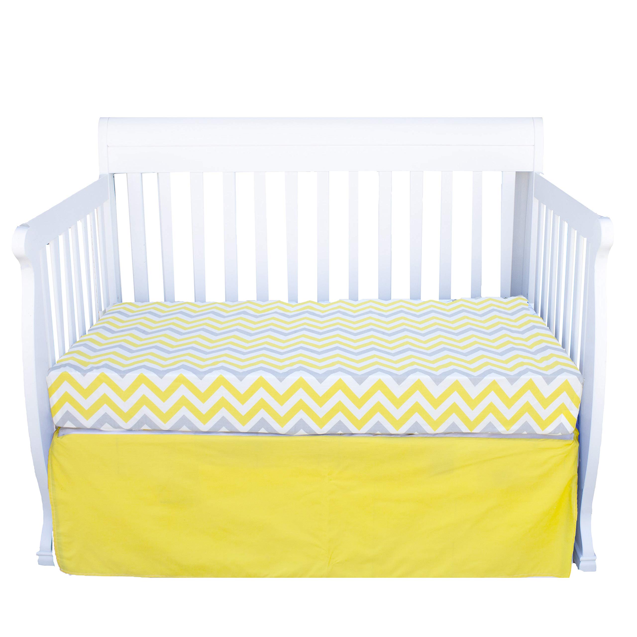 Pam Grace Creations 3 Piece Sunshine Yellow and Gray Chevron Crib Bedding Set