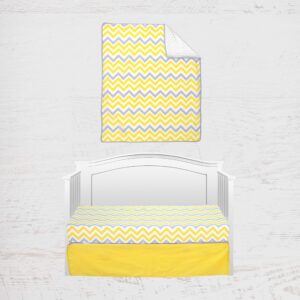 Pam Grace Creations 3 Piece Sunshine Yellow and Gray Chevron Crib Bedding Set