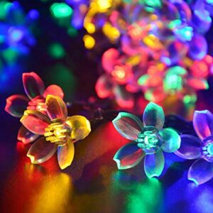 2 pack solar strings lights, 46 feet 100 led flower solar fairy lights, garden lights for outdoor, home, lawn, wedding, patio, party and holiday decorations- multi color