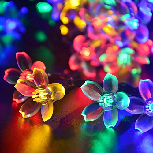 2 Pack Solar Strings Lights, 46 Feet 100 LED Flower Solar Fairy Lights, Garden Lights for Outdoor, Home, Lawn, Wedding, Patio, Party and Holiday Decorations- Multi Color