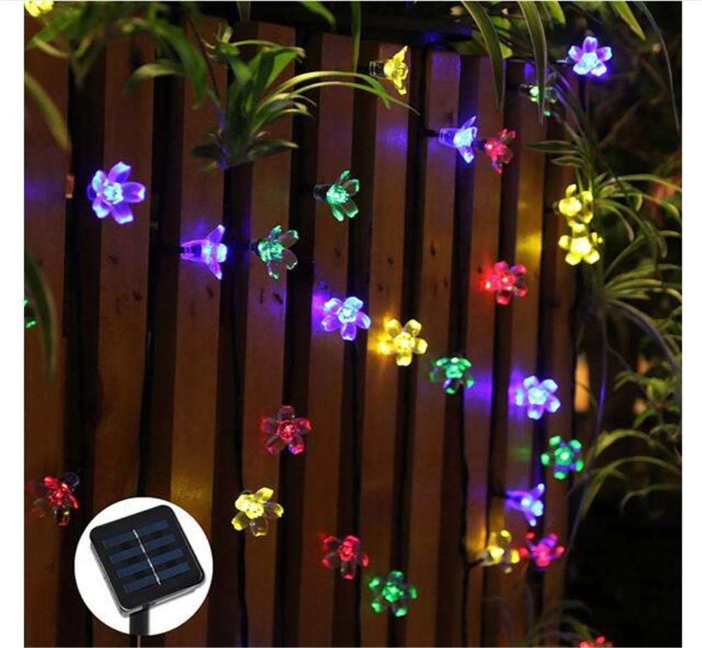 2 Pack Solar Strings Lights, 46 Feet 100 LED Flower Solar Fairy Lights, Garden Lights for Outdoor, Home, Lawn, Wedding, Patio, Party and Holiday Decorations- Multi Color