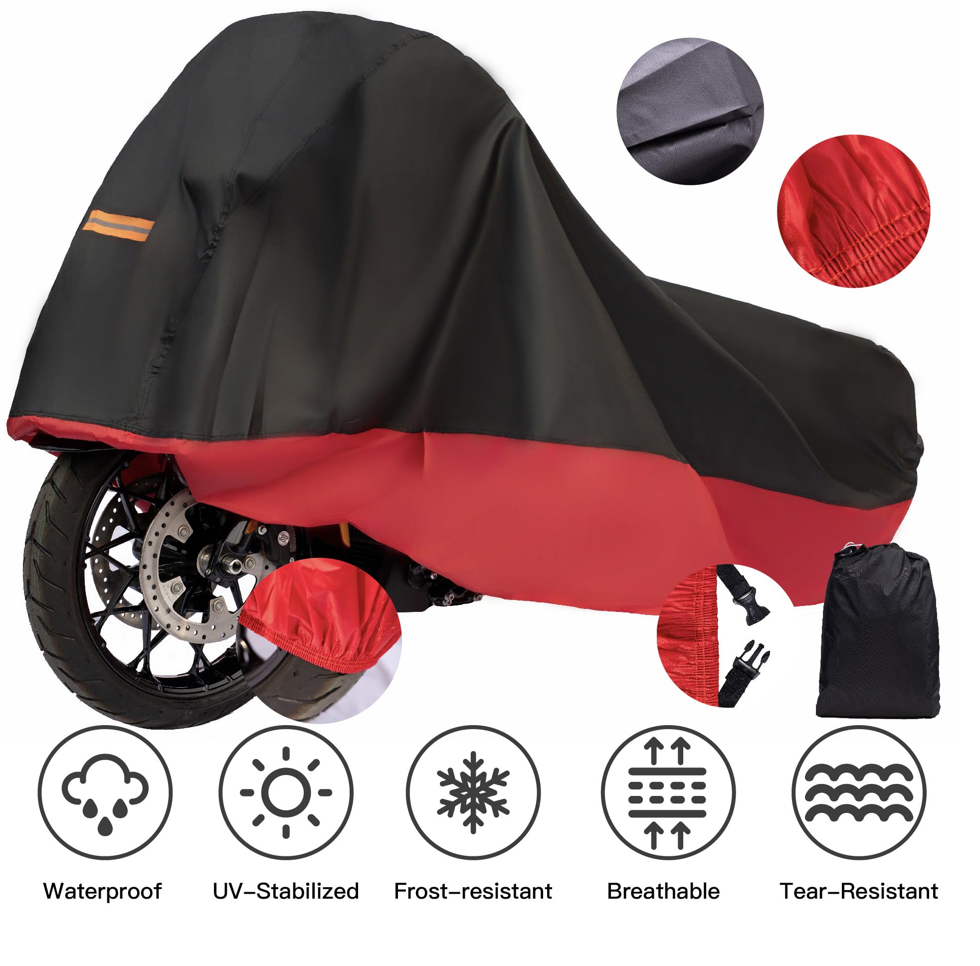 Wrypun Motorcycle Cover for Honda Goldwing 1100 1200 1500 1800 XXXL Outdoor Black+Red